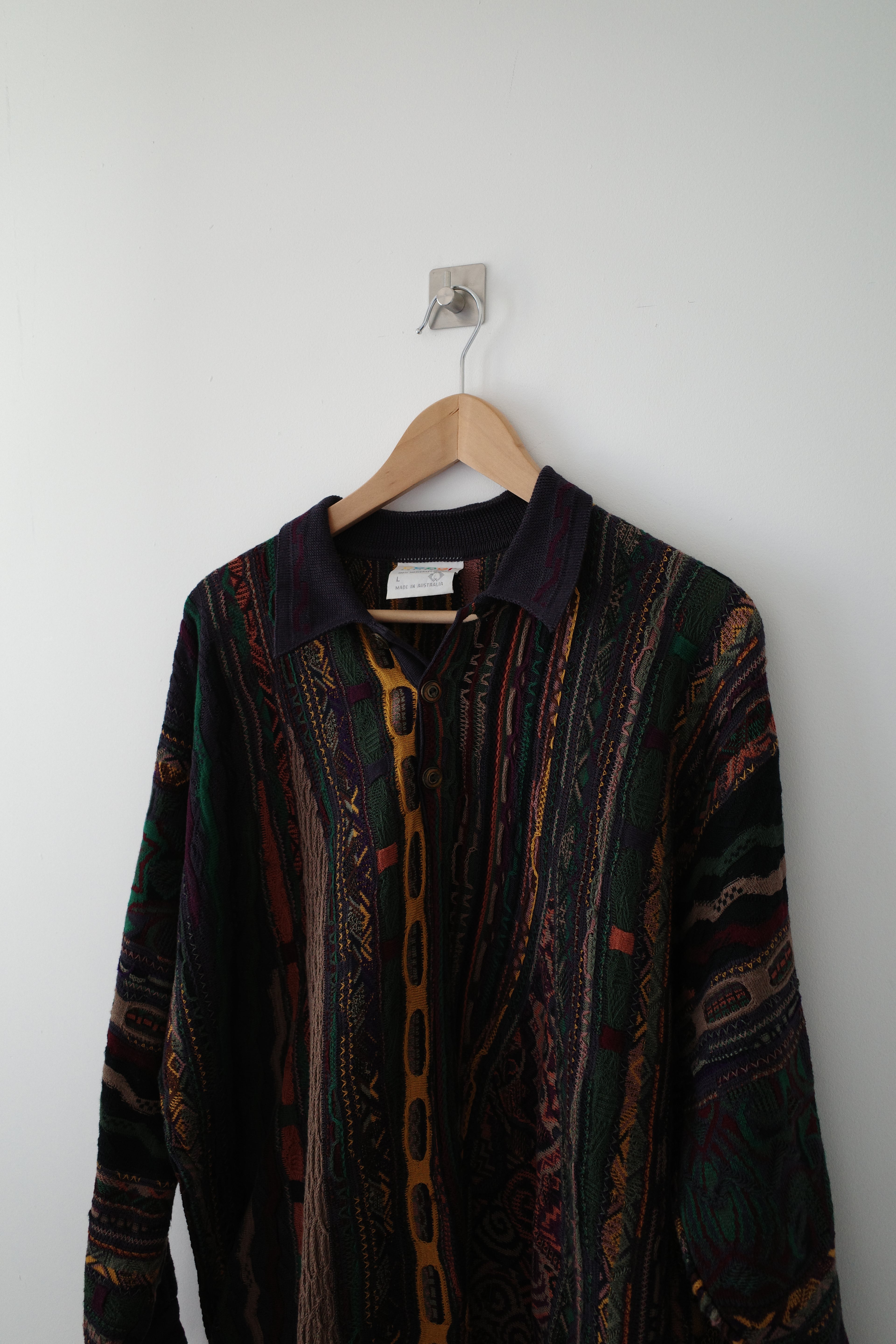 3D-Knit Long-sleeved Polo Shirt