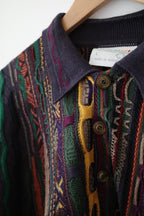 3D-Knit Long-sleeved Polo Shirt