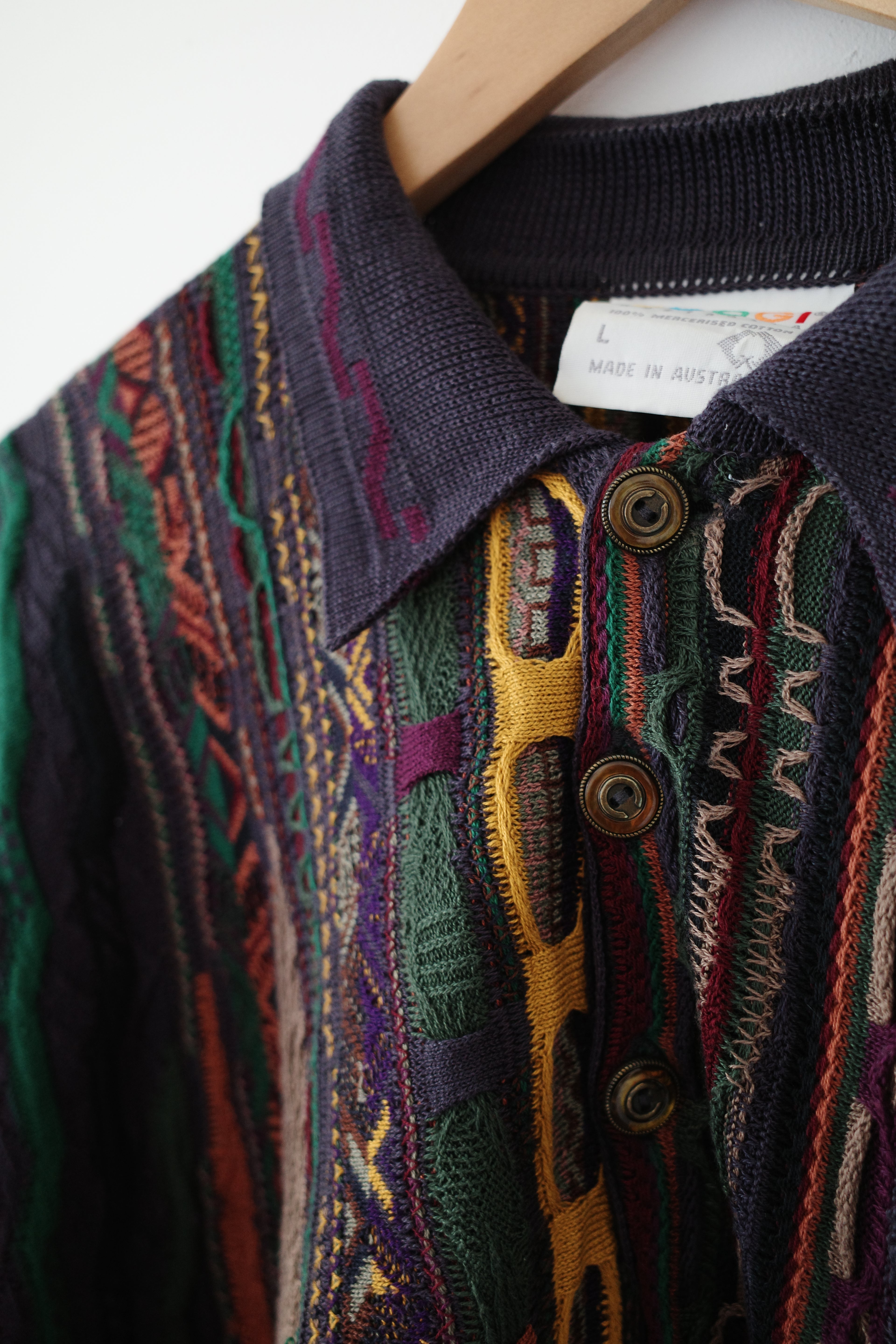 3D-Knit Long-sleeved Polo Shirt