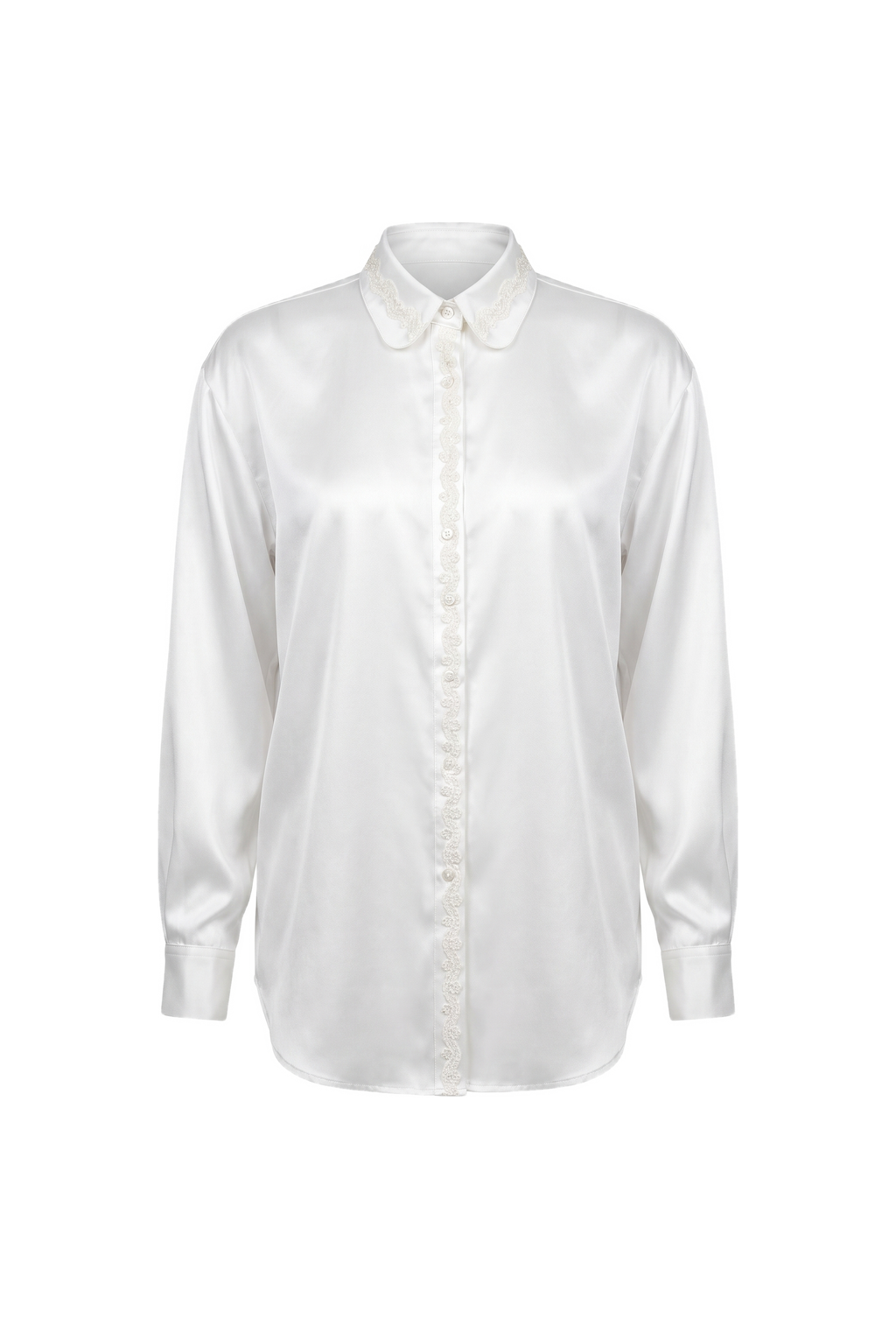 I.S. Lace-Collar Blouse Long-Sleeved