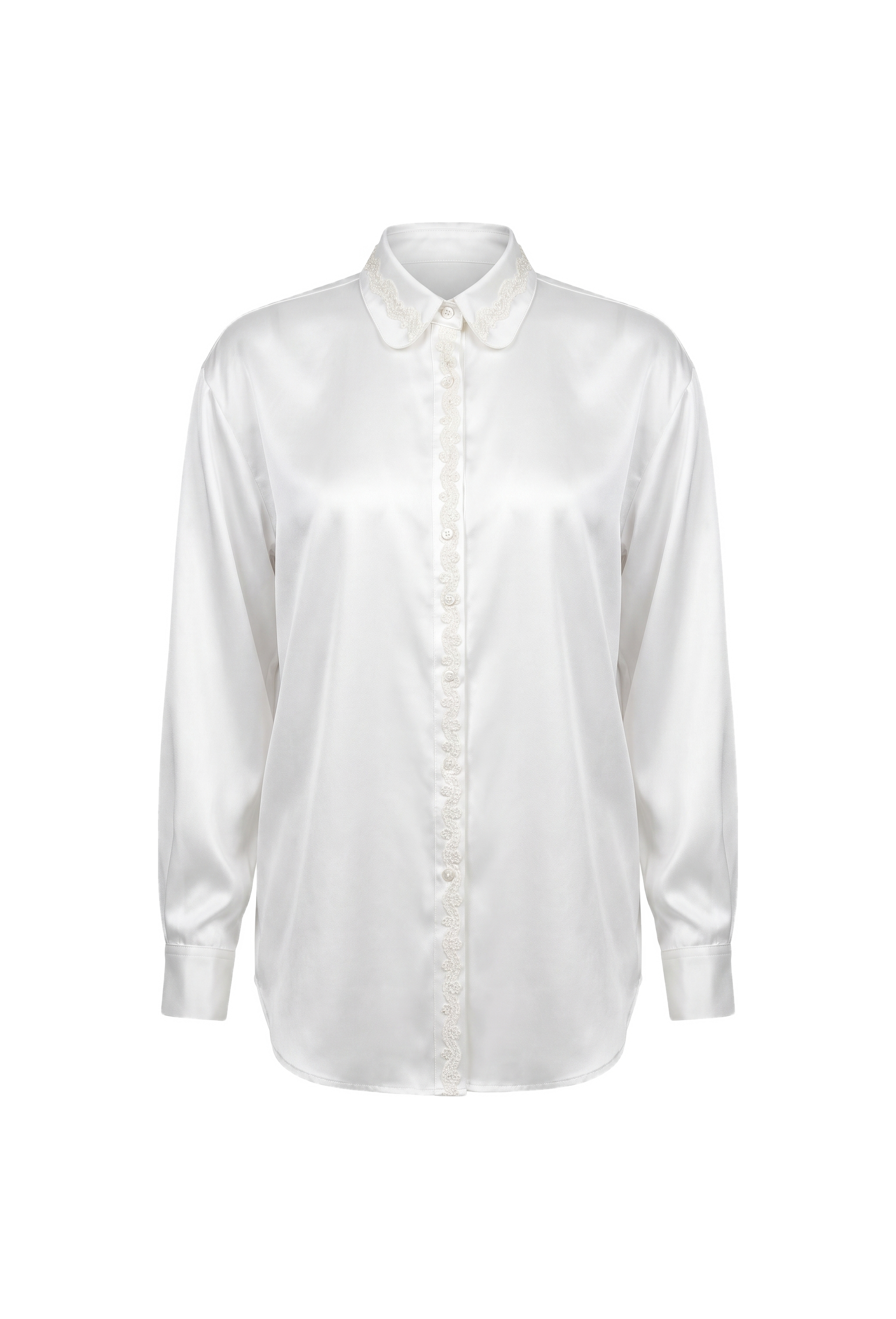 I.S. Lace-Collar Blouse Long-Sleeved