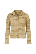 Python-print Pleated Shirt, Beige