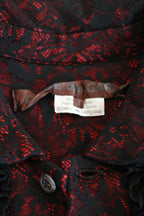 Sheer Floral Shirt with Ruffles, Round Collar and Lace