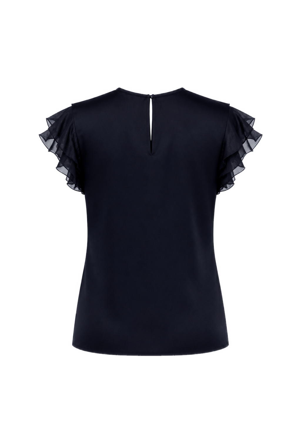 Silk Black Lace Blouse with Ruffled Sleeves