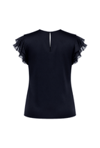 Silk Black Lace Blouse with Ruffled Sleeves