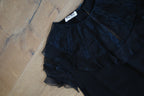 Silk Black Lace Blouse with Ruffled Sleeves