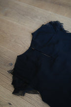 Silk Black Lace Blouse with Ruffled Sleeves