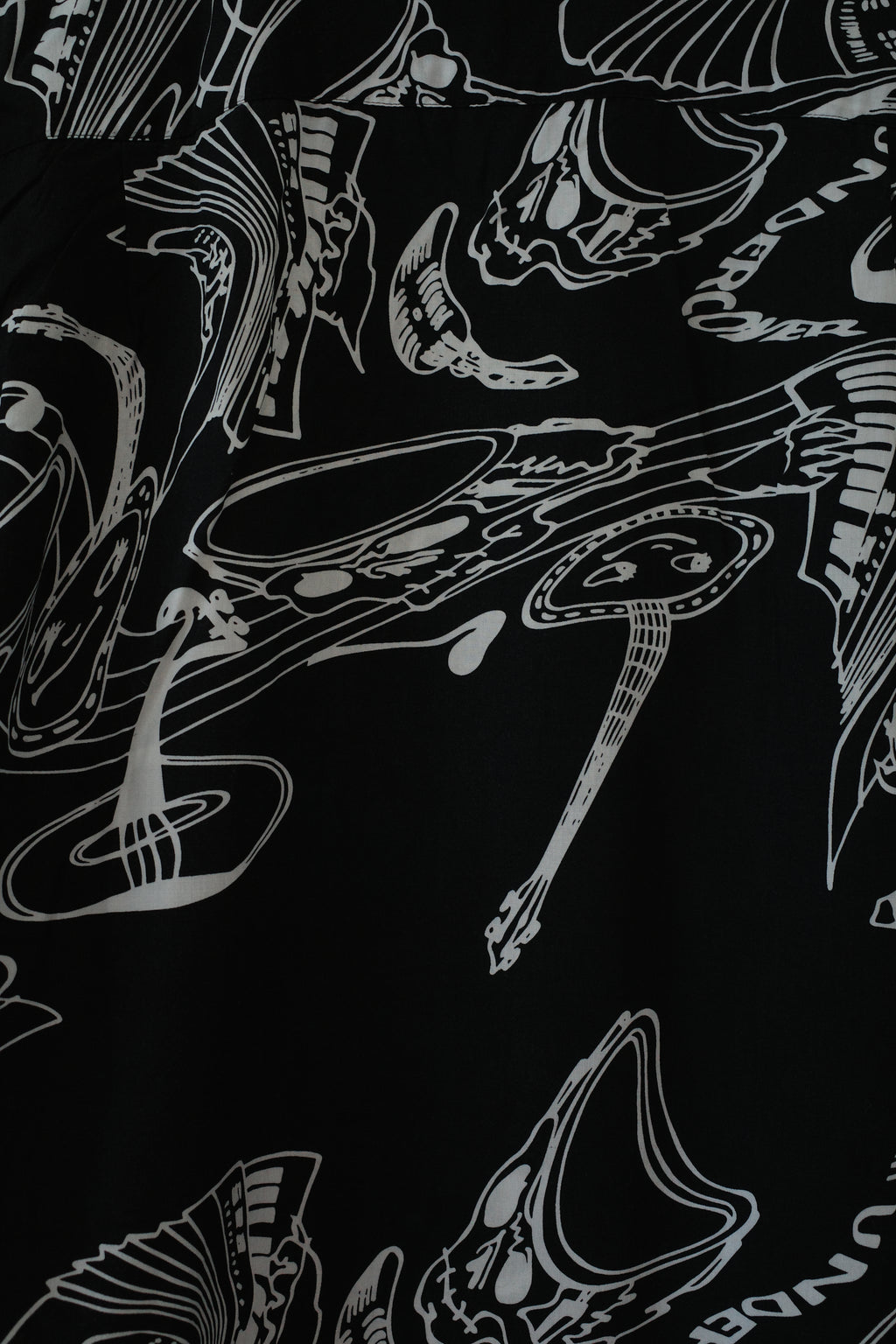 Skull and Musical Note Print Open-Collar Shirt