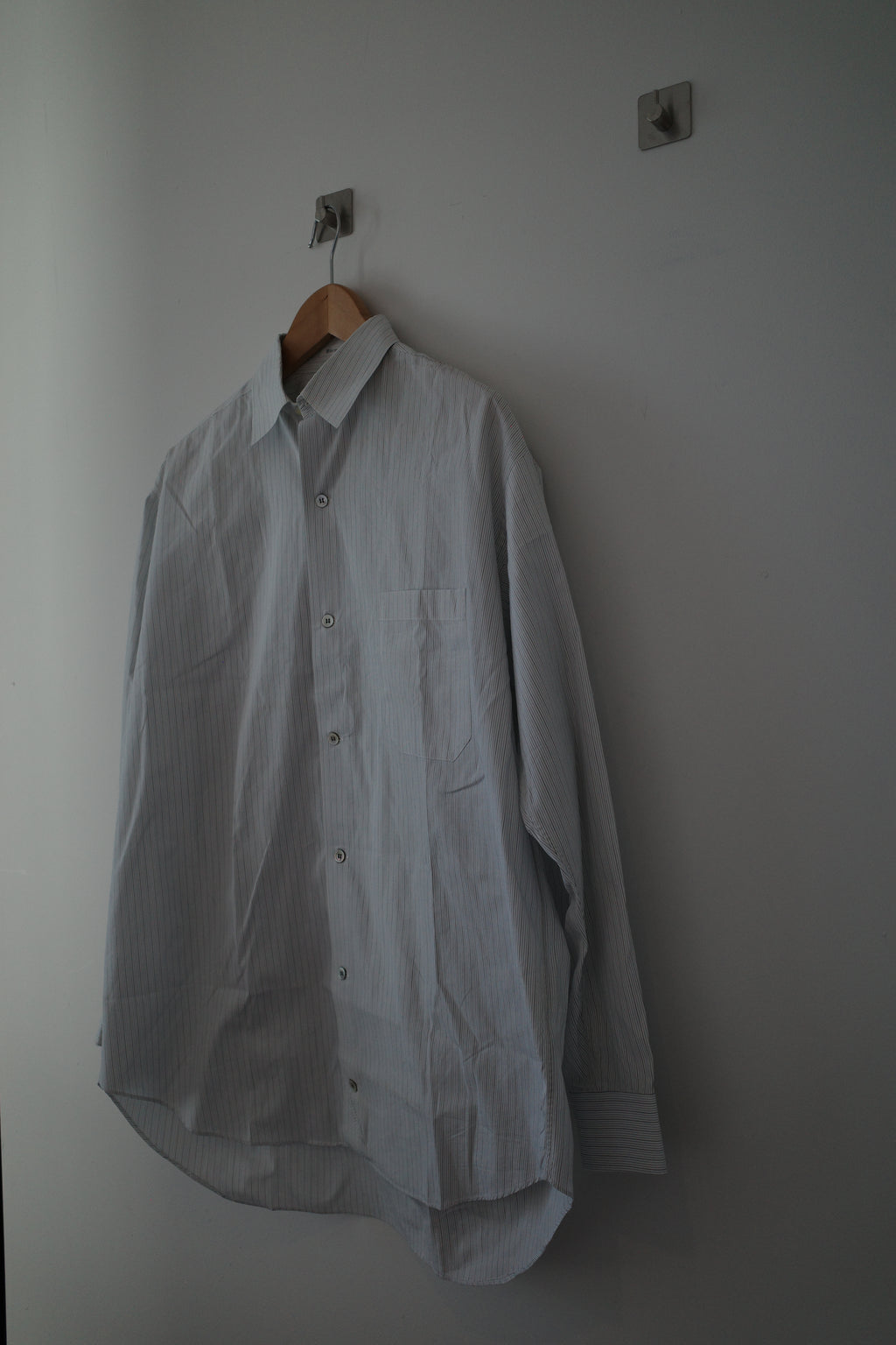 Y's for Men 1990s Striped Broadcloth White Shirt