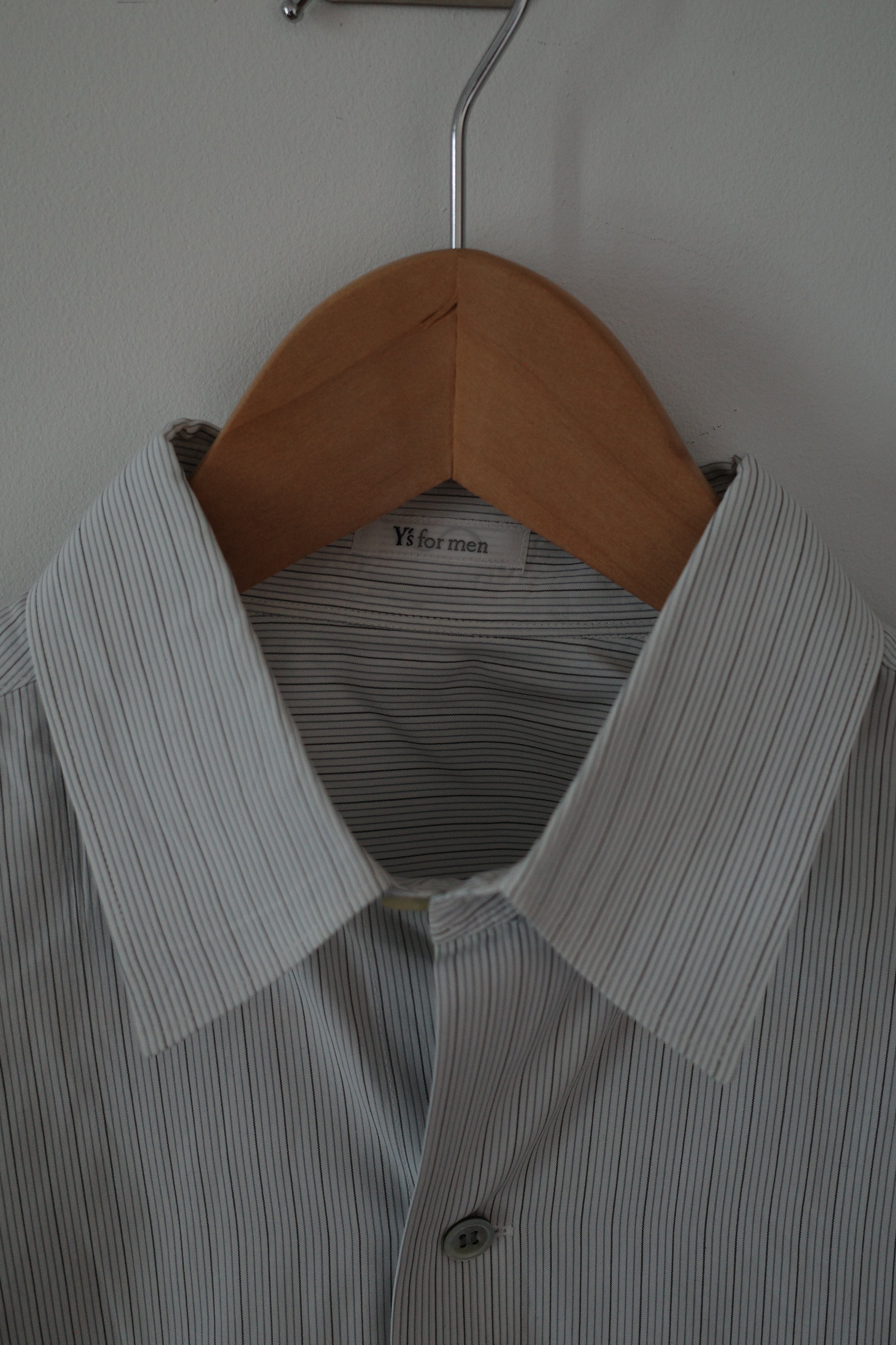 Y's for Men 1990s Striped Broadcloth White Shirt