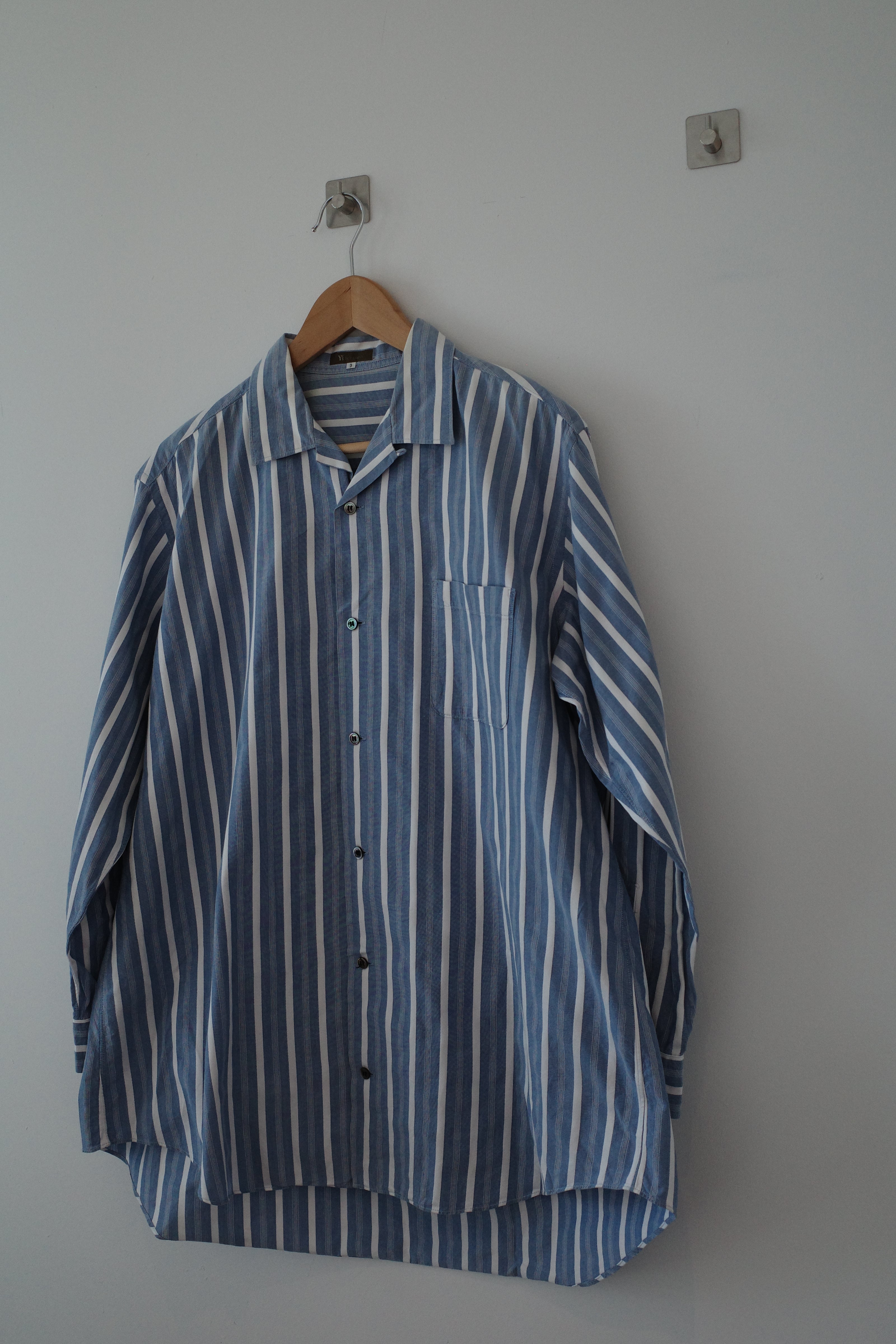 Y's for Men Open-Collar Striped Cotton Shirt