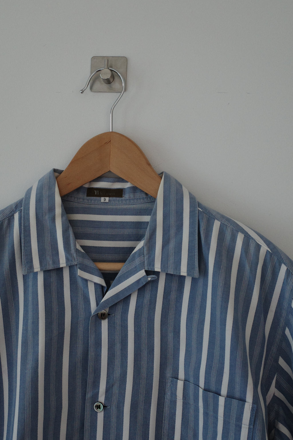 Y's for Men Open-Collar Striped Cotton Shirt